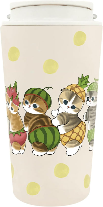 mofusand Vacuum Double Layer Carry Tumbler, 12.2 fl oz (360 ml), Handle, Lid Included, Mug, Hot or Cold Insulated, Cute, Cat 53-2181