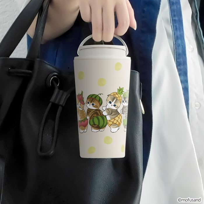 mofusand Vacuum Double Layer Carry Tumbler, 12.2 fl oz (360 ml), Handle, Lid Included, Mug, Hot or Cold Insulated, Cute, Cat 53-2181