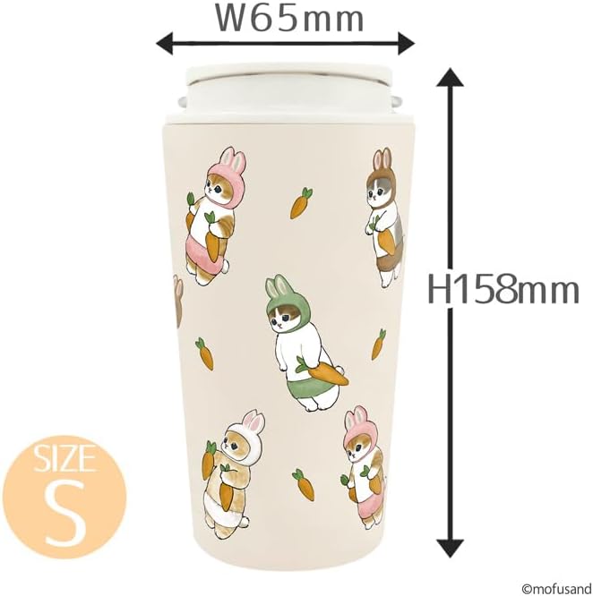 mofusand Vacuum Double Layer Carry Tumbler, 12.2 fl oz (360 ml), Handle, Lid Included, Mug, Hot or Cold Insulated, Cute, Cat 53-2181
