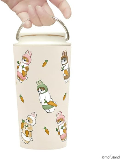 mofusand Vacuum Double Layer Carry Tumbler, 12.2 fl oz (360 ml), Handle, Lid Included, Mug, Hot or Cold Insulated, Cute, Cat 53-2181