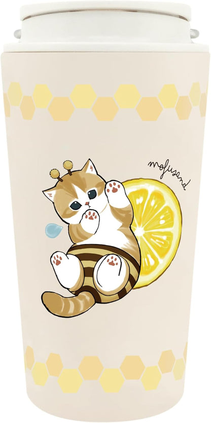 mofusand Vacuum Double Layer Carry Tumbler, 12.2 fl oz (360 ml), Handle, Lid Included, Mug, Hot or Cold Insulated, Cute, Cat 53-2181
