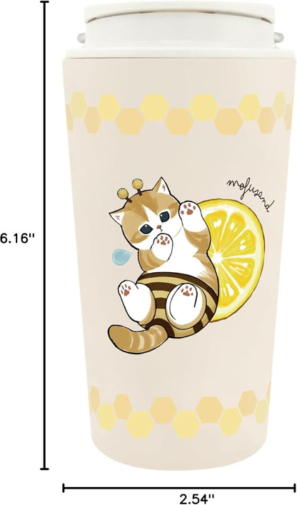 mofusand Vacuum Double Layer Carry Tumbler, 12.2 fl oz (360 ml), Handle, Lid Included, Mug, Hot or Cold Insulated, Cute, Cat 53-2181