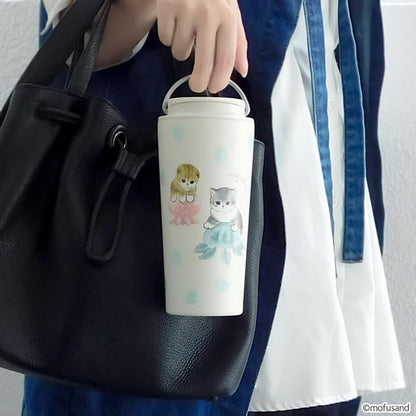 mofusand Vacuum Double Layer Carry Tumbler, 12.2 fl oz (360 ml), Handle, Lid Included, Mug, Hot or Cold Insulated, Cute, Cat 53-2181