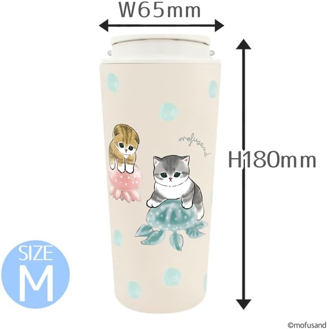 mofusand Vacuum Double Layer Carry Tumbler, 12.2 fl oz (360 ml), Handle, Lid Included, Mug, Hot or Cold Insulated, Cute, Cat 53-2181
