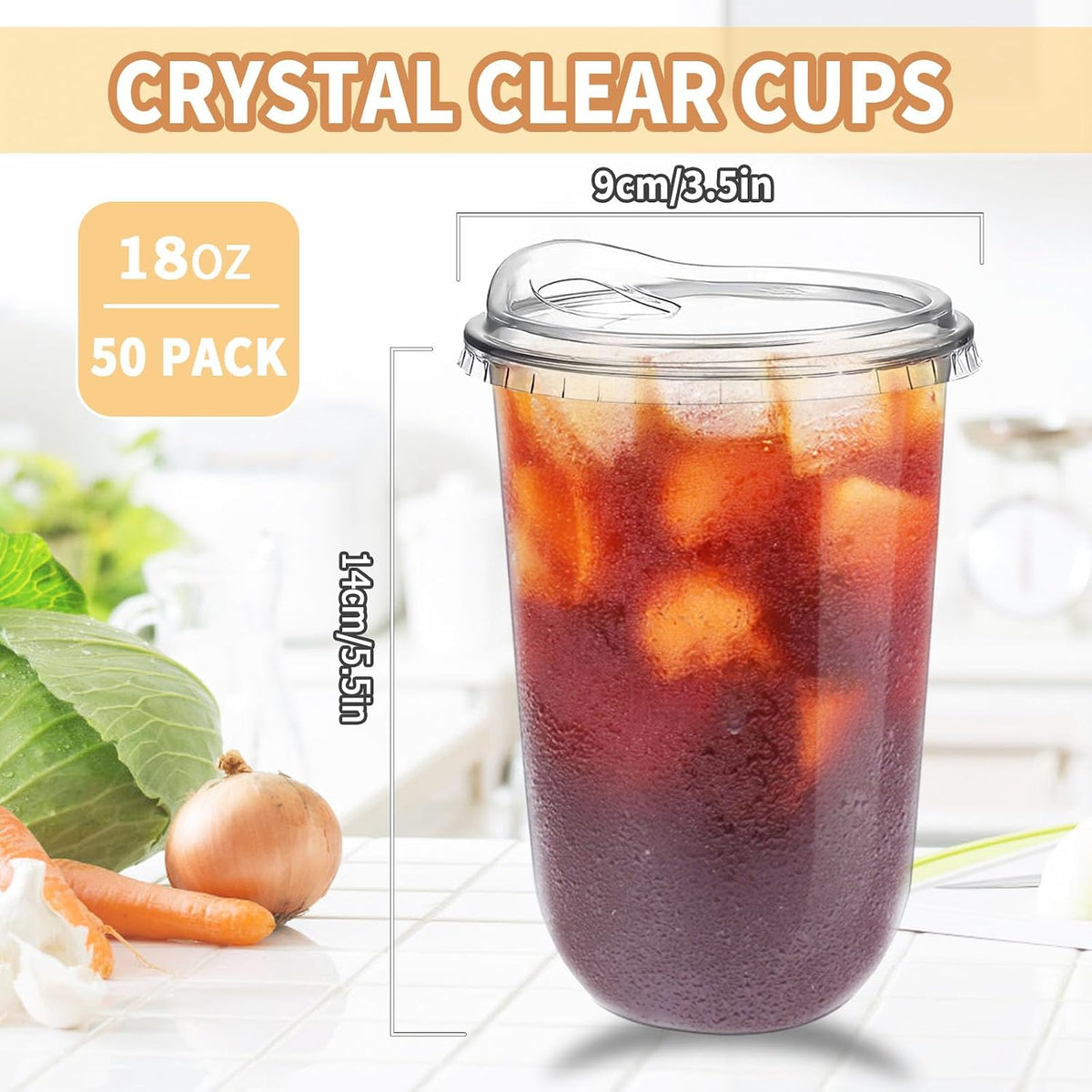 16 oz Clear Plastic Iced Coffee Cups with Strawless Sip Lids