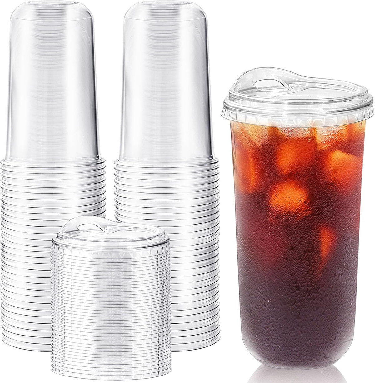 16 oz Clear Plastic Iced Coffee Cups with Strawless Sip Lids
