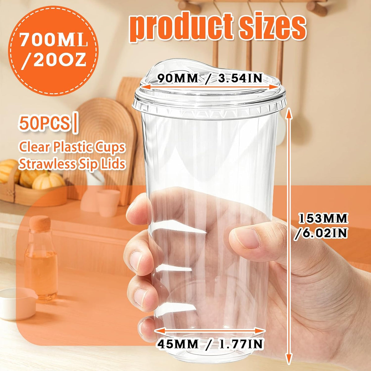 16 oz Clear Plastic Iced Coffee Cups with Strawless Sip Lids