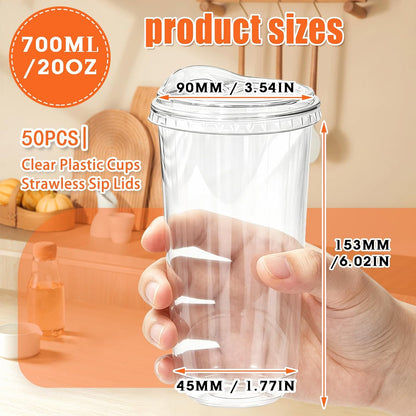 16 oz Clear Plastic Iced Coffee Cups with Strawless Sip Lids