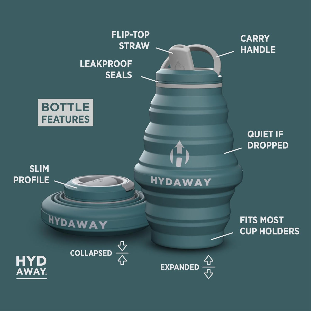 17oz Collapsible Water Bottle, Packable Leakproof for Travel