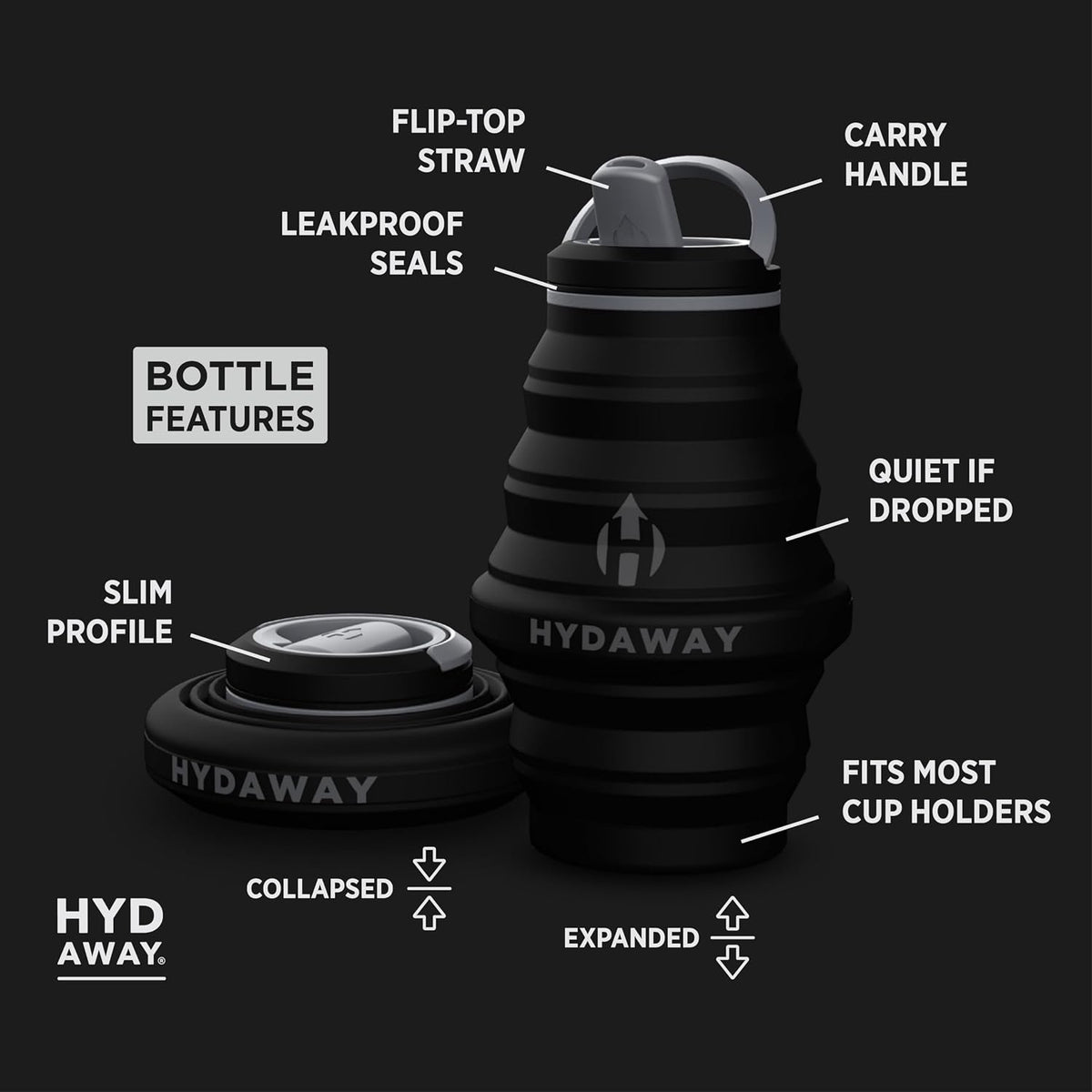 17oz Collapsible Water Bottle, Packable Leakproof for Travel