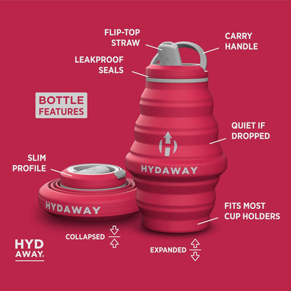 17oz Collapsible Water Bottle, Packable Leakproof for Travel