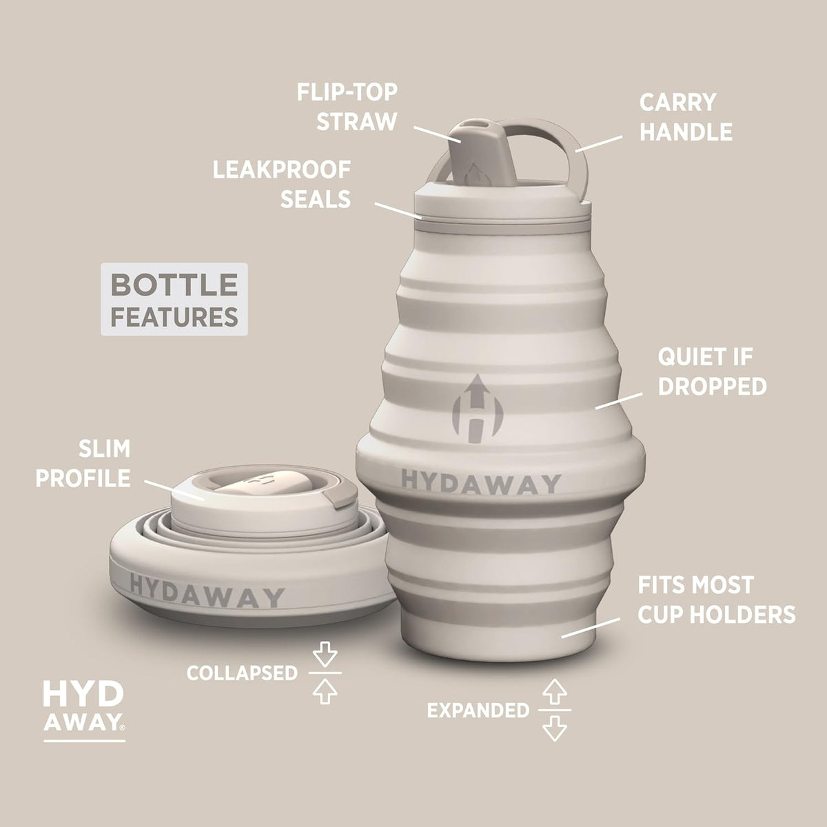 17oz Collapsible Water Bottle, Packable Leakproof for Travel