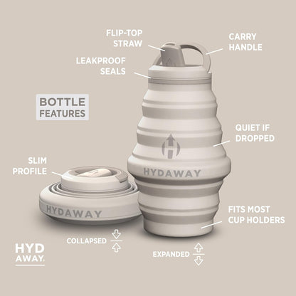 17oz Collapsible Water Bottle, Packable Leakproof for Travel