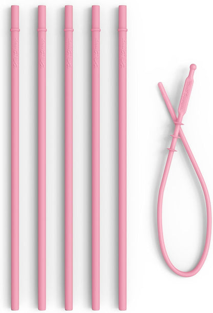 Long Silicone Straws With Stoppers for Tumblers - Slender Silicon Rubber Reusable Drinking Straws for Simple Modern, Starbucks, Yeti, rTic, Acrylic 24 30 40 oz Tumbler Cups - Flexible BPA Free