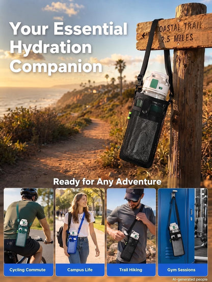 3Pcs Water Bottle Holder with Strap, Mesh Water Bottle Carrier for Walking