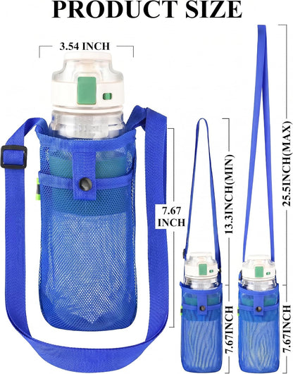 3Pcs Water Bottle Holder with Strap, Mesh Water Bottle Carrier for Walking