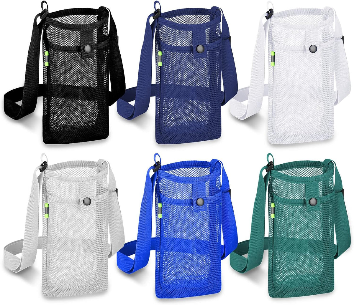 3Pcs Water Bottle Holder with Strap, Mesh Water Bottle Carrier for Walking