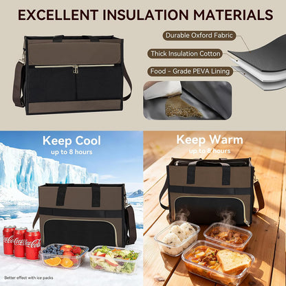 Insulated Lunch Bag for Women, 15.6" Laptop Tote with Leakproof Cooler Compartment for Nurse Teacher Work Office and Outdoor