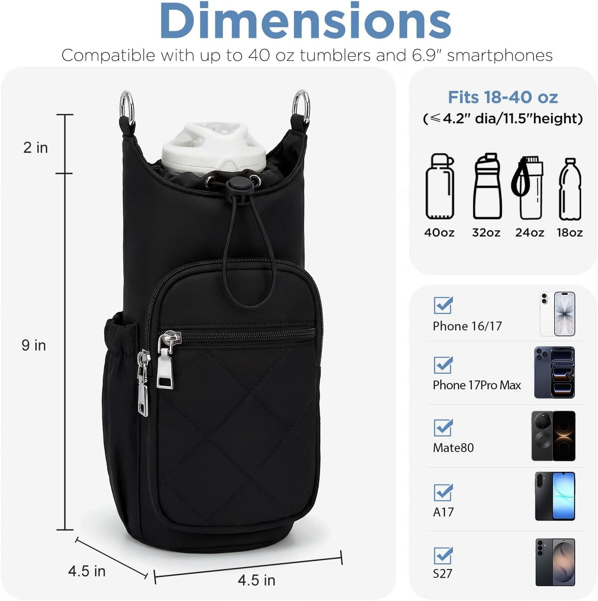 Crossbody Water Bottle Bag for Women,Lightweiht & Hands-Free Green