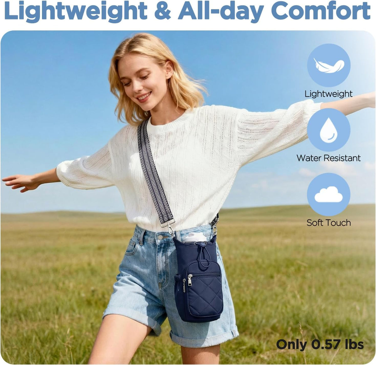 Crossbody Water Bottle Bag for Women,Lightweiht & Hands-Free Green
