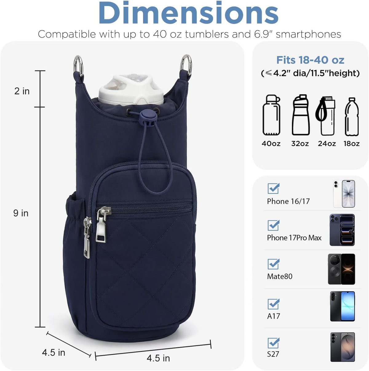 Crossbody Water Bottle Bag for Women,Lightweiht & Hands-Free Green