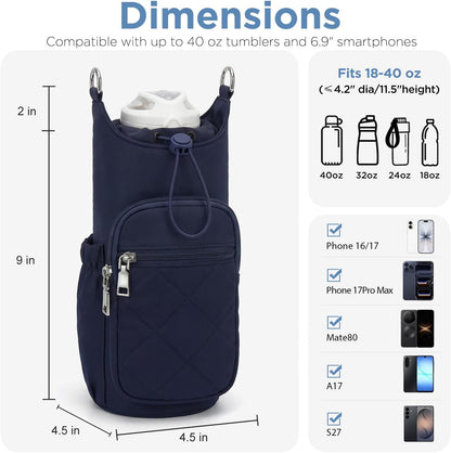Crossbody Water Bottle Bag for Women,Lightweiht & Hands-Free Green