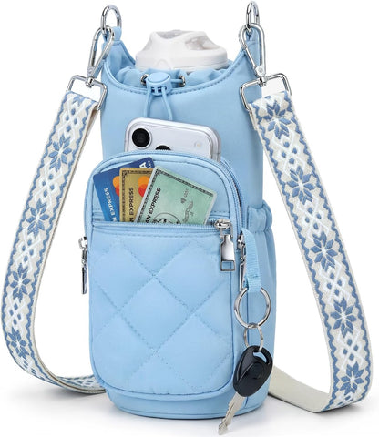 Crossbody Water Bottle Bag for Women,Lightweiht & Hands-Free Green