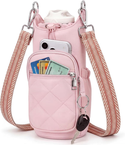 Crossbody Water Bottle Bag for Women,Lightweiht & Hands-Free Green