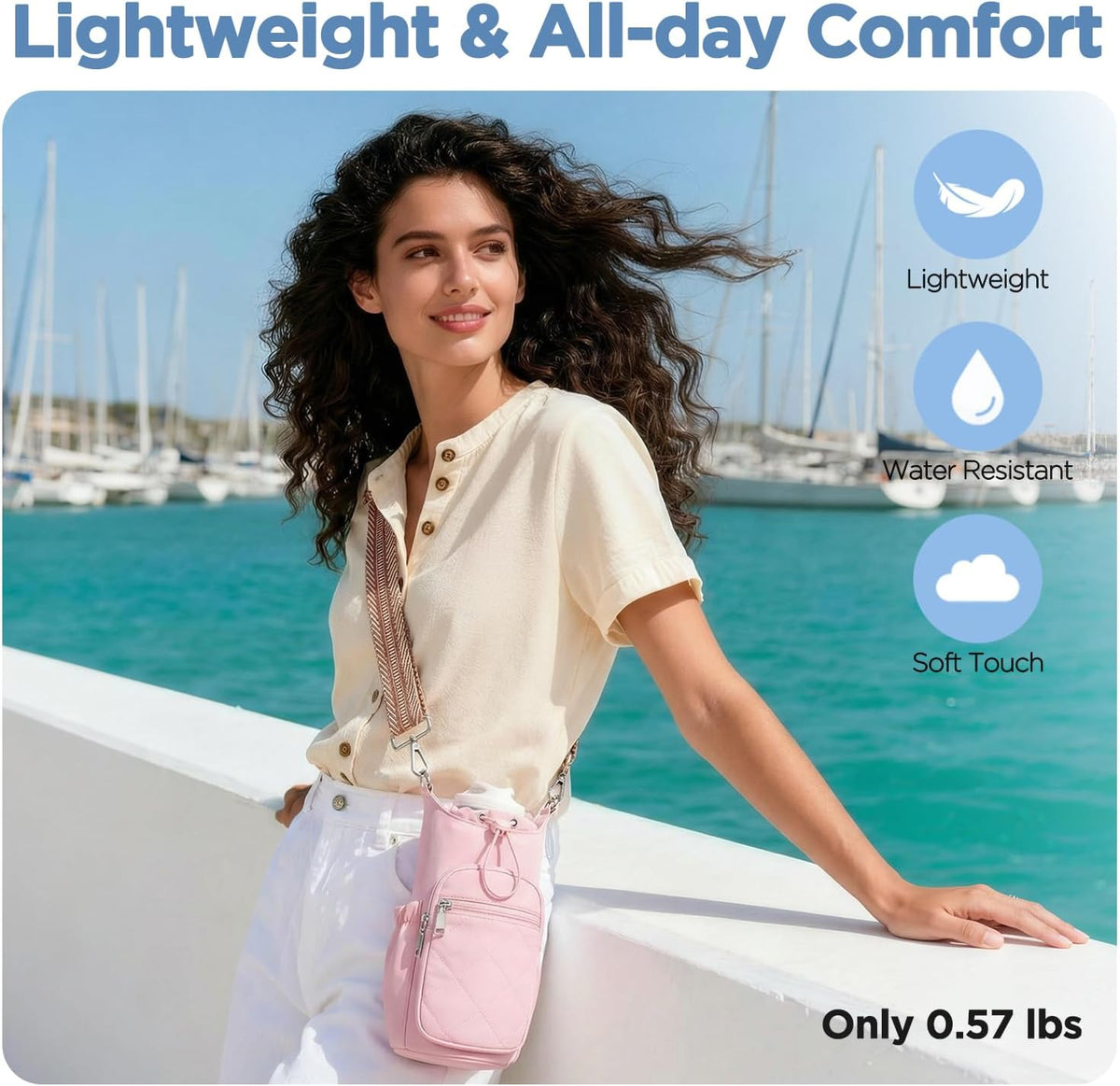 Crossbody Water Bottle Bag for Women,Lightweiht & Hands-Free Green