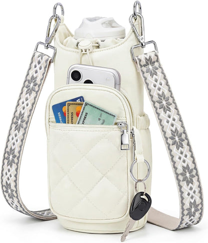 Crossbody Water Bottle Bag for Women,Lightweiht & Hands-Free Green