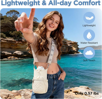 Crossbody Water Bottle Bag for Women,Lightweiht & Hands-Free Green