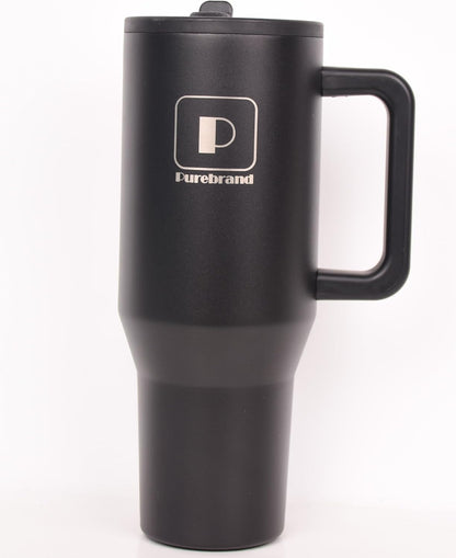 40 oz Tumbler. 100% Leak-Proof Spill-Proof Lid with Handle and Flip Straw. Double Wall Vacuum Insulated Stainless Steel for Hydration at Home Office Car Gym and Playgrounds (Black)