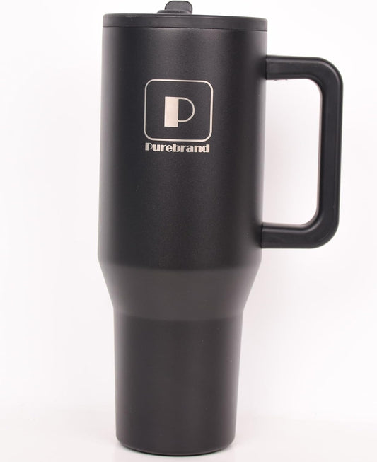 40 oz Tumbler. 100% Leak-Proof Spill-Proof Lid with Handle and Flip Straw. Double Wall Vacuum Insulated Stainless Steel for Hydration at Home Office Car Gym and Playgrounds (Black)