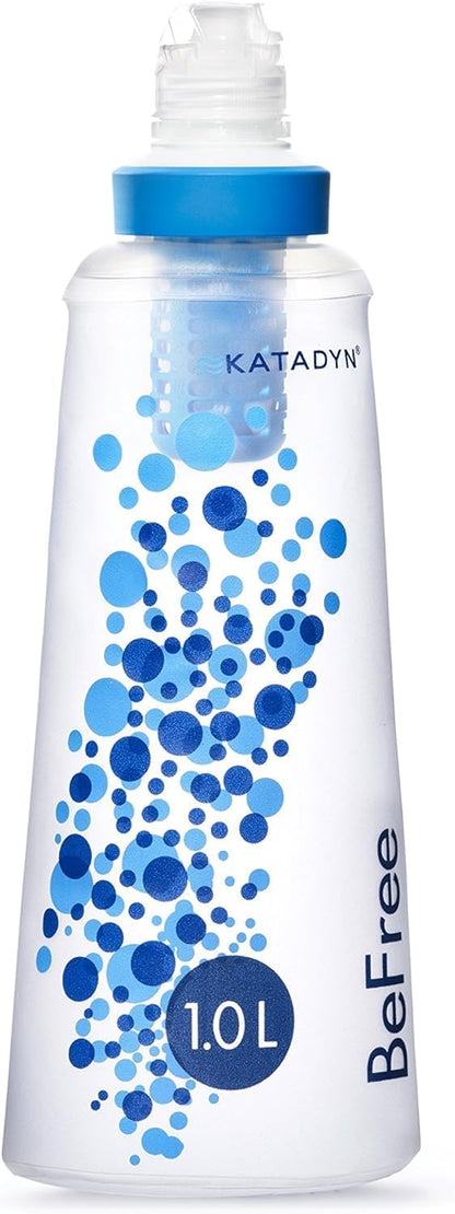 BeFree 1L Lightweight Collapsible Water Filter Bottle for Outdoors
