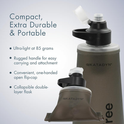 BeFree 1L Lightweight Collapsible Water Filter Bottle for Outdoors