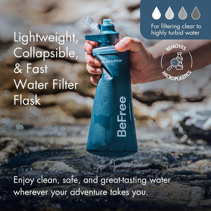 BeFree 1L Lightweight Collapsible Water Filter Bottle for Outdoors