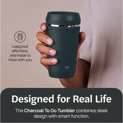 To Go Coffee Cup – Insulated Travel Coffee Mug with 360° Leak‑Safe Lid, Stainless Steel Coffee Tumbler for Hot/Cold, Spill‑Resistant, BPA‑Free - Salt, 12oz