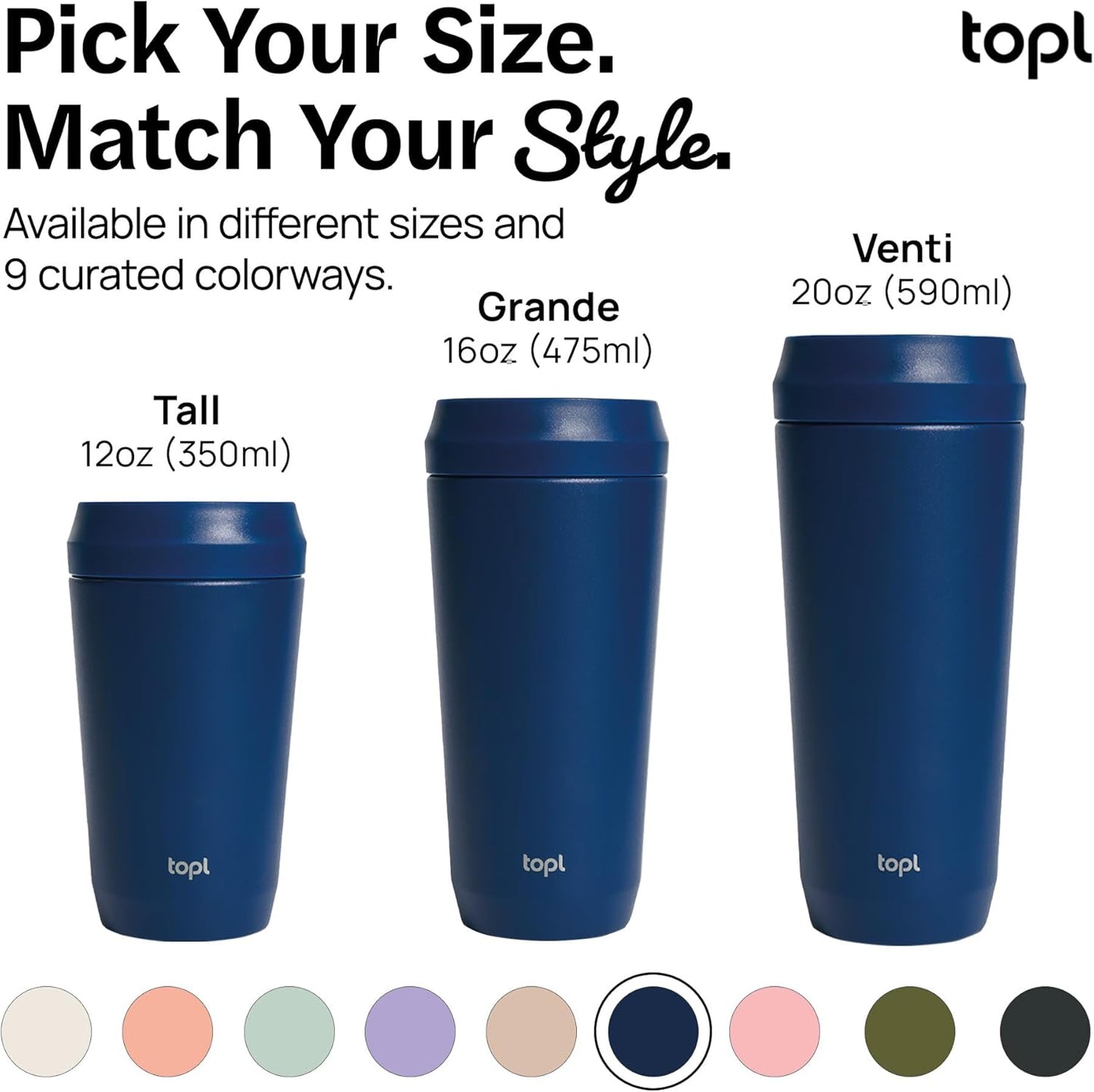 To Go Coffee Cup – Insulated Travel Coffee Mug with 360° Leak‑Safe Lid, Stainless Steel Coffee Tumbler for Hot/Cold, Spill‑Resistant, BPA‑Free - Salt, 12oz