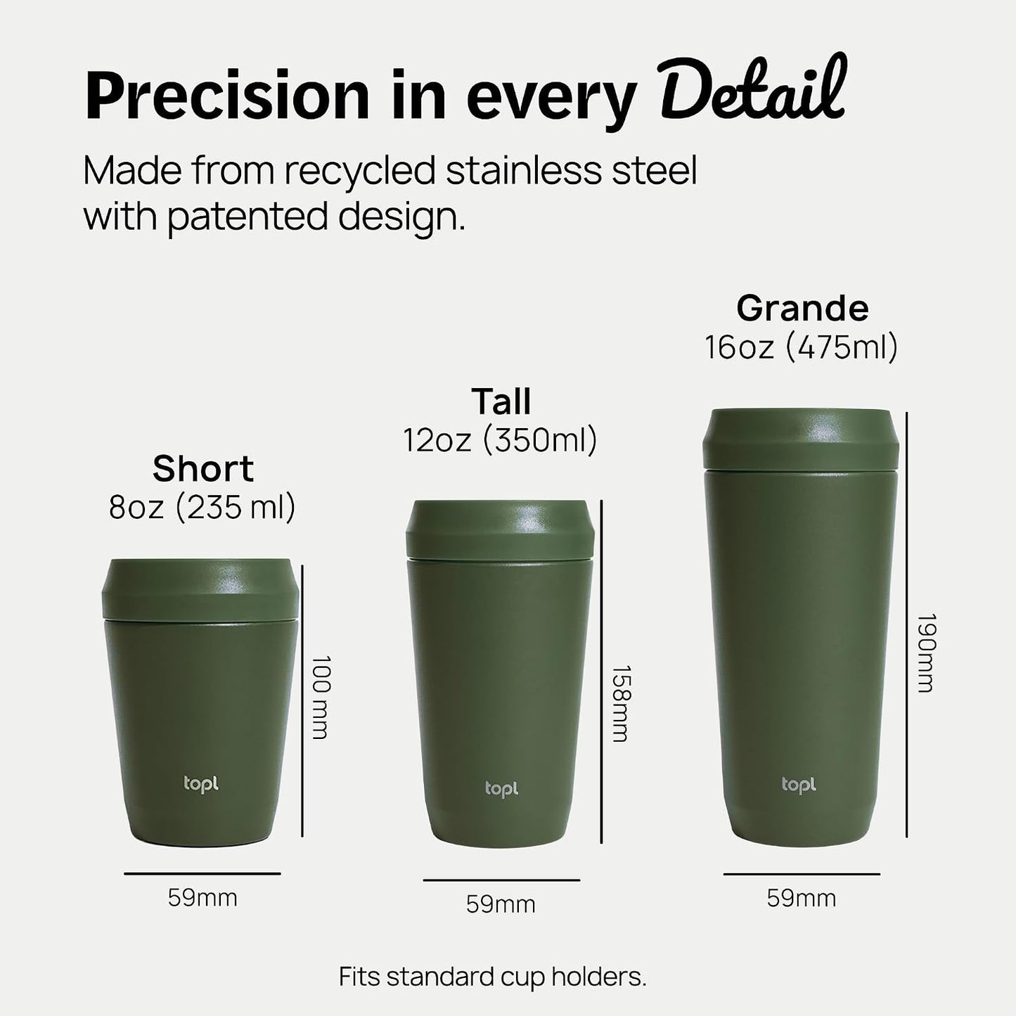 To Go Coffee Cup – Insulated Travel Coffee Mug with 360° Leak‑Safe Lid, Stainless Steel Coffee Tumbler for Hot/Cold, Spill‑Resistant, BPA‑Free - Salt, 12oz
