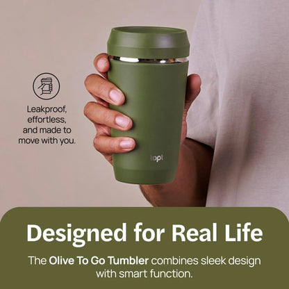 To Go Coffee Cup – Insulated Travel Coffee Mug with 360° Leak‑Safe Lid, Stainless Steel Coffee Tumbler for Hot/Cold, Spill‑Resistant, BPA‑Free - Salt, 12oz