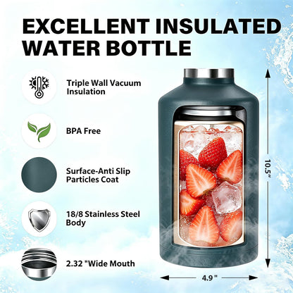 32 oz Insulated Water Bottle Stainless Steel Triple-Wall with Straw Lid Set - Colors A