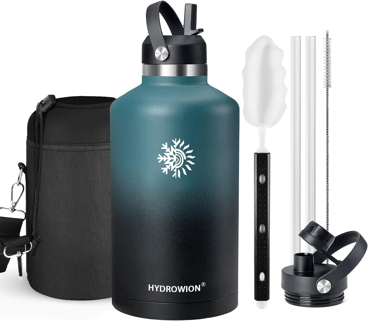 32 oz Insulated Water Bottle Stainless Steel Triple-Wall with Straw Lid Set - Colors A