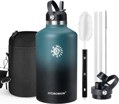 32 oz Insulated Water Bottle Stainless Steel Triple-Wall with Straw Lid Set - Colors A
