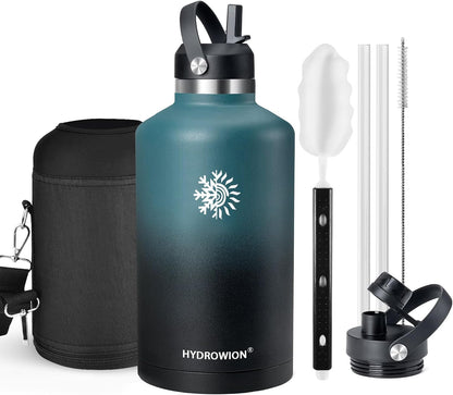 32 oz Insulated Water Bottle Stainless Steel Triple-Wall with Straw Lid Set - Colors A