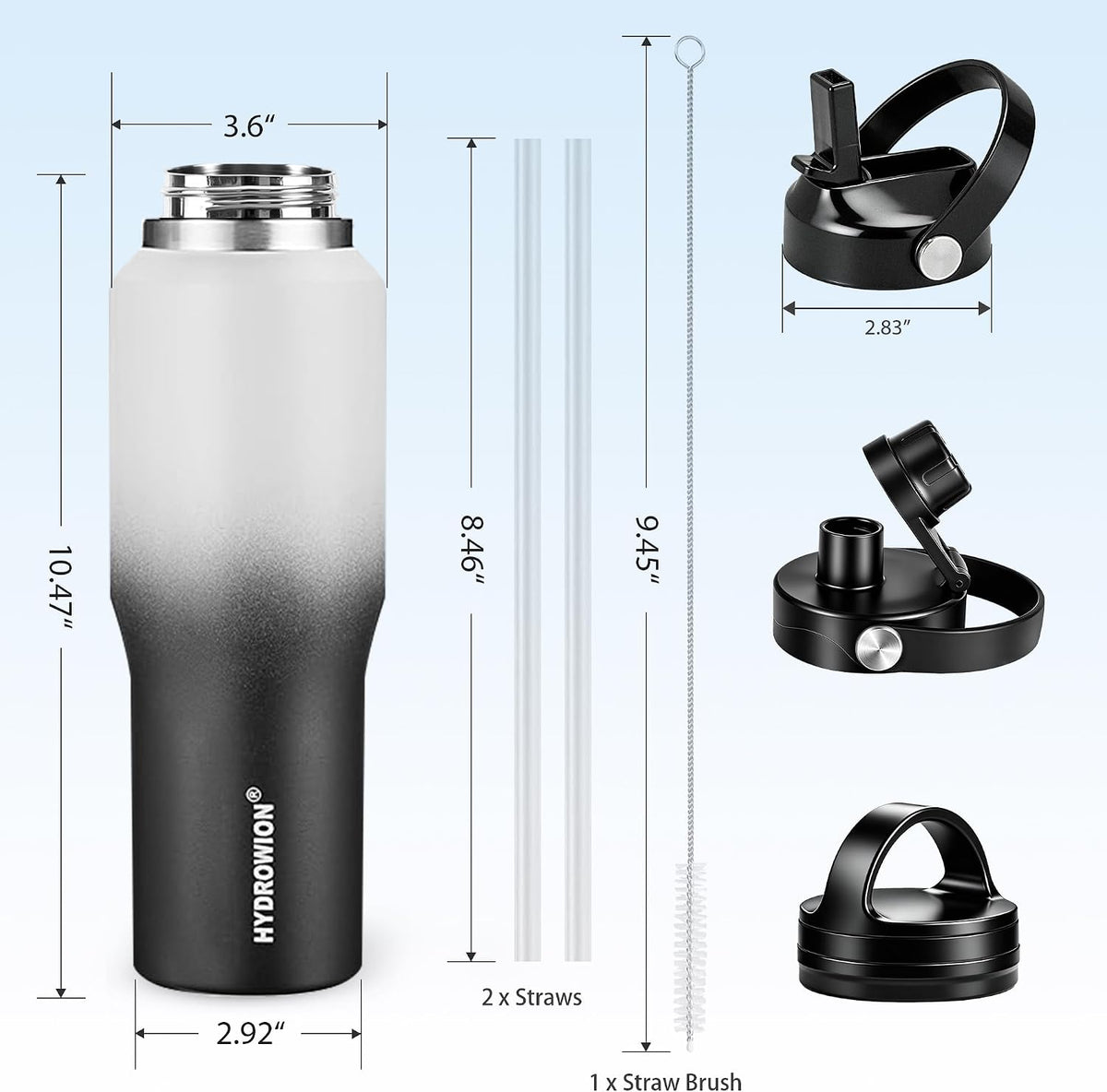 32 oz Insulated Water Bottle Stainless Steel Triple-Wall with Straw Lid Set - Colors A