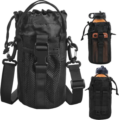 Tactical MOLLE Bottle Pouch Basic Style & Enhanced with Shoulder Strap
