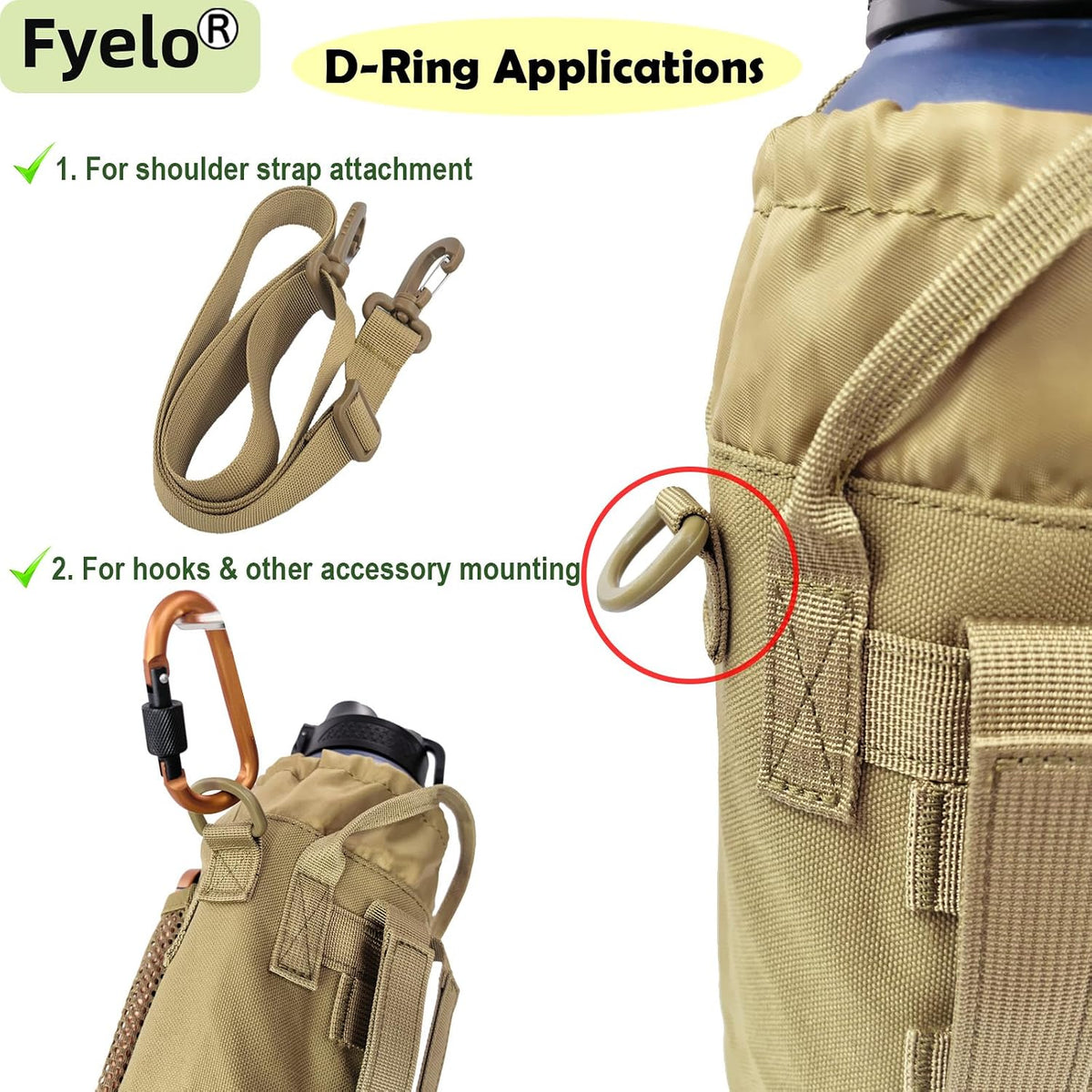 Tactical MOLLE Bottle Pouch Basic Style & Enhanced with Shoulder Strap