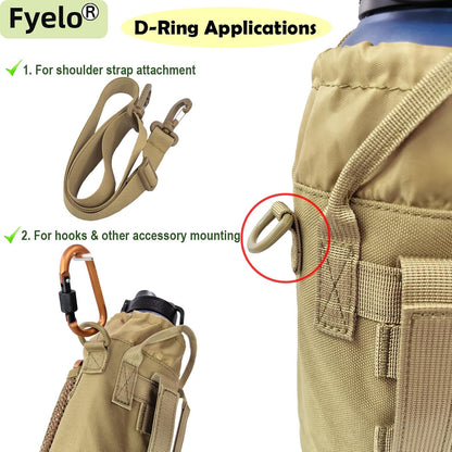 Tactical MOLLE Bottle Pouch Basic Style & Enhanced with Shoulder Strap