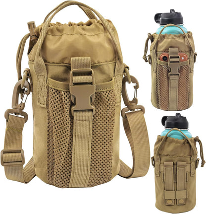 Tactical MOLLE Bottle Pouch Basic Style & Enhanced with Shoulder Strap