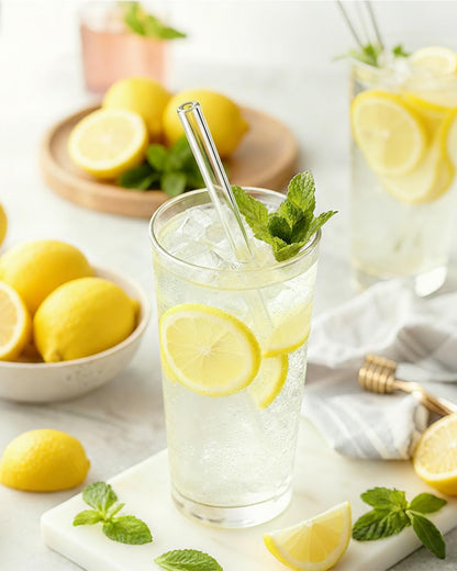 Glass Straws, 18-Pack Reusable Clear Glass Drinking Straws Set